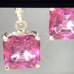 5.53 ctw Natural pink topaz Asscher cut in solid 10K yellow gold lever back